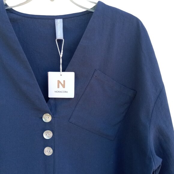 NoraCora blue cotton long sleeve top sz XXL NEW (#0087) - Picture 4 of 10